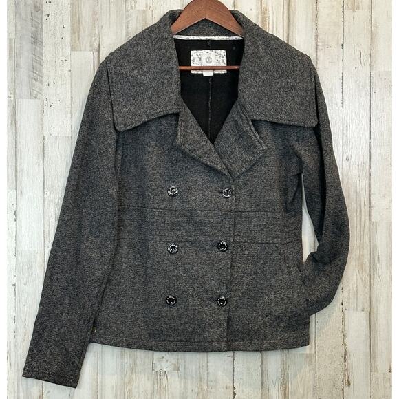 Element Pea Coat Jacket Sz XL Gray Double Breasted Twee Academia Goth Preppy EUC - Picture 1 of 7